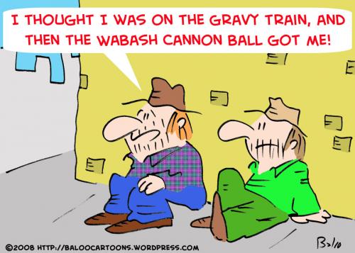 Cartoon: GRAVY TRAIN WABASH CANNON BALL (medium) by rmay tagged gravy,train,wabash,cannon,ball