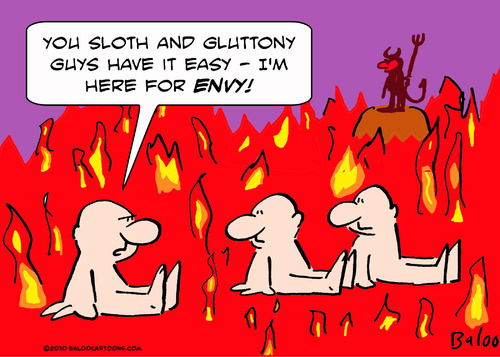 Cartoon: hell sloth gluttony envy sinners (medium) by rmay tagged hell,sloth,gluttony,envy,sinners