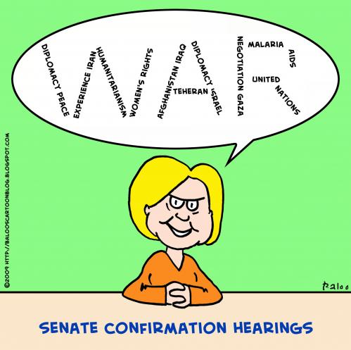 Cartoon: hillary clinton confirmation (medium) by rmay tagged hillary,clinton,confirmation