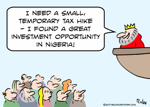 Cartoon: investement opportunity Nigeria (medium) by rmay tagged investement,opportunity,nigeria,king,taxes