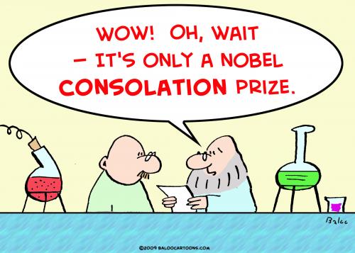 Cartoon: nobel consolation prize (medium) by rmay tagged nobel,consolation,prize