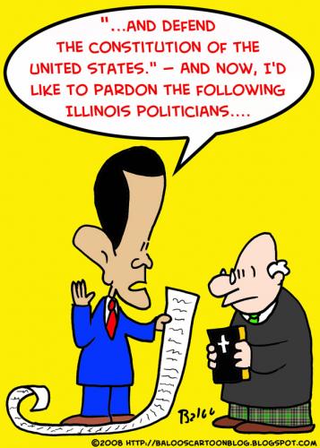 Cartoon: OBAMA PARDON ILLINOIS POLITICIAN (medium) by rmay tagged obama,pardon,illinois,politician