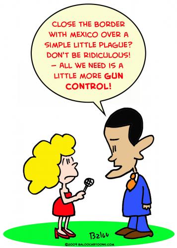 Cartoon: obama swine flu gun control (medium) by rmay tagged obama,swine,flu,gun,control