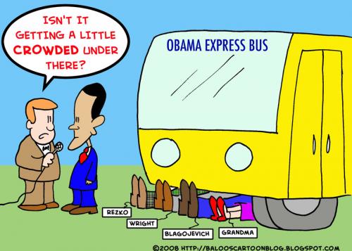 Cartoon: OBAMA UNDER THE BUS (medium) by rmay tagged obama,under,the,bus
