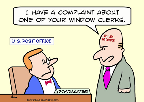 Cartoon: Post office complaint (medium) by rmay tagged complaint,post,office,window,clerk