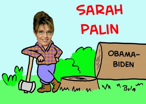 Cartoon: SARAH PALIN SHE IS A LUMBERJACK (medium) by rmay tagged sarah,palin,she,is,lumberjack