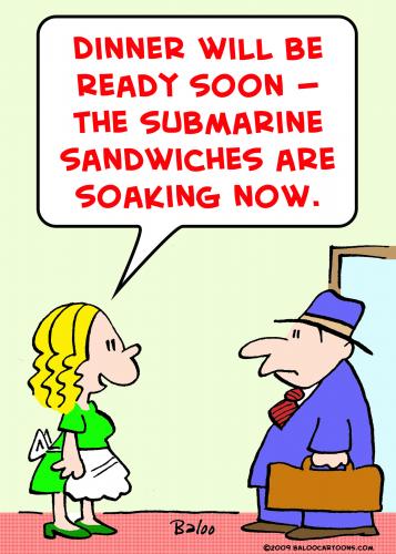 Cartoon: submarine sandwiches soaking (medium) by rmay tagged submarine,sandwiches,soaking
