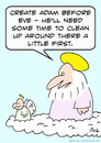 Cartoon: adam eve god clean up first (small) by rmay tagged adam,eve,god,clean,up,first