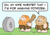 Cartoon: caveman wheel wife mashing (small) by rmay tagged caveman,wheel,wife,mashing,potatoes,invented