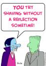Cartoon: shaving reflection vampire frank (small) by rmay tagged shaving,reflection,vampire,frankenstein