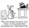Cartoon: shoplifting porcupine (small) by rmay tagged shoplifting,porcupine,raccoon,rabbit,judge
